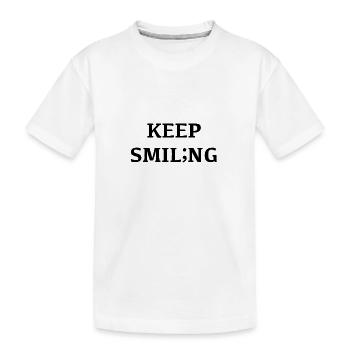 Lächle weiter, Lächeln verändert Ihre Stimmung; - Kinder Premium Bio T-Shirt - Weiß - Vorne