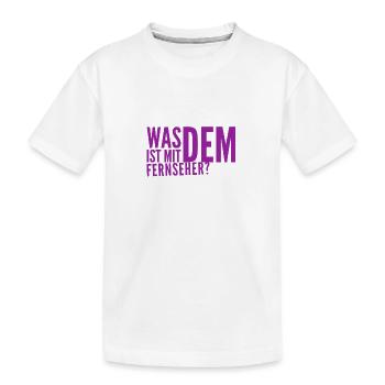 was ist mit dem Fernseher - Kinder Premium Bio T-Shirt - Weiß - Vorne