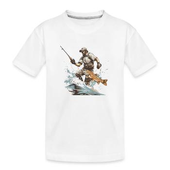 Angeln Fishing Ausflug Fische See Angelrute fisher - Kinder Premium Bio T-Shirt - Weiß - Vorne