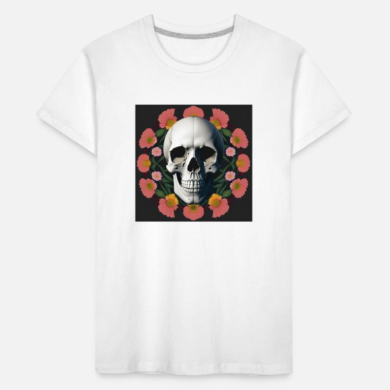 Flower-Skull Kinder Premium Bio T-Shirt