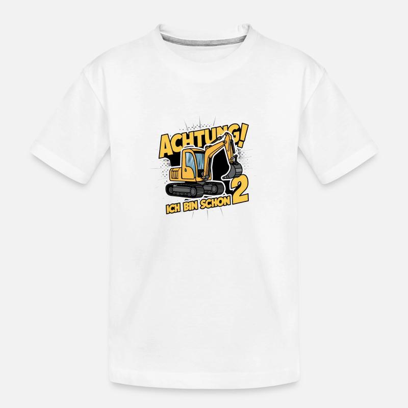 Ich bin schon 2 - Bagger - Kinder Premium Bio T-Shirt - Weiß