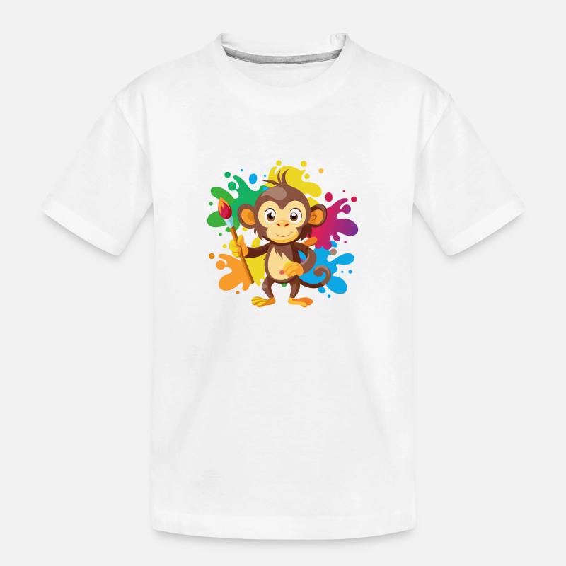Jungle Junior: Verspieltes Affenabenteuer - Kinder Premium Bio T-Shirt - Weiß