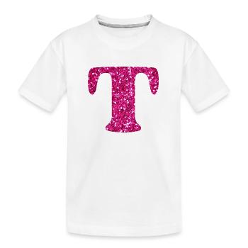 Lettre t rose pailleté - T-shirt bio Premium Enfant - blanc - Devant