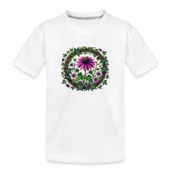 Purple Coneflower - Kids' Premium Organic T-Shirt - white - Front