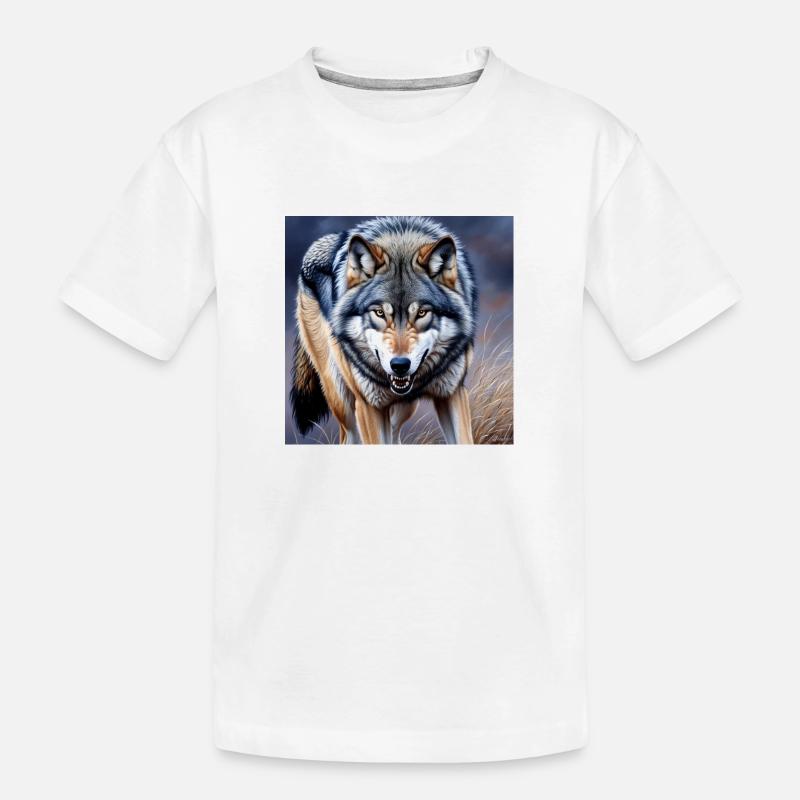 Wolf - Kinder Premium Bio T-Shirt - Weiß