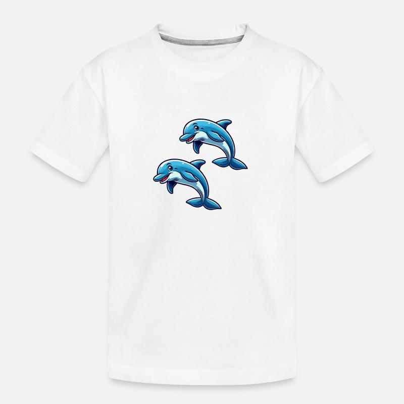 Delfin Delphine Comic - Kinder Premium Bio T-Shirt - Weiß