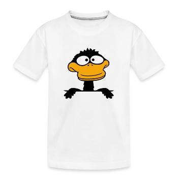 Ente guckt lustig doof ängstlich verwirrt Comic - Kinder Premium Bio T-Shirt - Weiß - Vorne