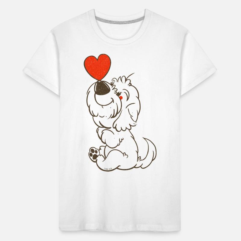 cockapoo Thor with heart brown line drawing Kids' Premium Organic T-Shirt