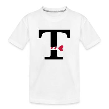 Capital lettre T avec des coeurs - T-shirt bio Premium Enfant - blanc - Devant