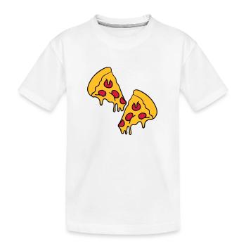 2 pizzas morceaux de fromage dégoulinant de salami - T-shirt bio Premium Enfant - blanc - Devant