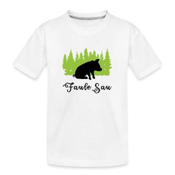 "Faule Sau: Gemütliche Auszeit" - Kinder Premium Bio T-Shirt - Weiß - Vorne