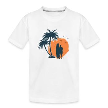 Surfeur palmier plage 1 - T-shirt bio Premium Enfant - blanc - Devant