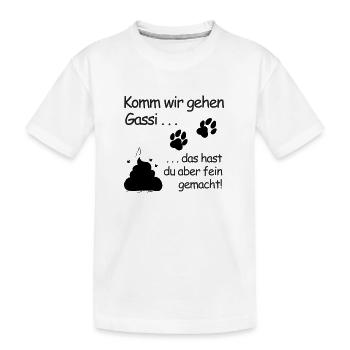 Komm wir gehen Gassi: Belohnung in Pfotenform - Kinder Premium Bio T-Shirt - Weiß - Vorne