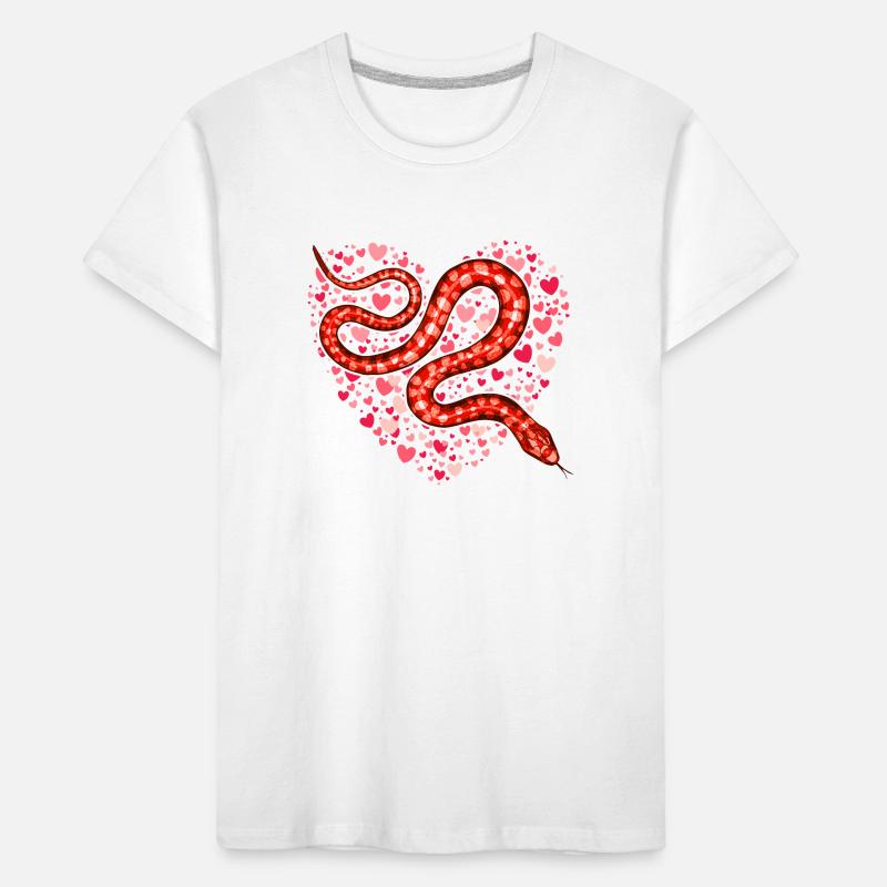 La Saint-Valentin serpent je vole des coeurs Python amoureux T-shirt bio Premium Enfant