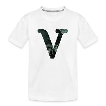 Green Marbled V Letter - Kids' Premium Organic T-Shirt - white - Front