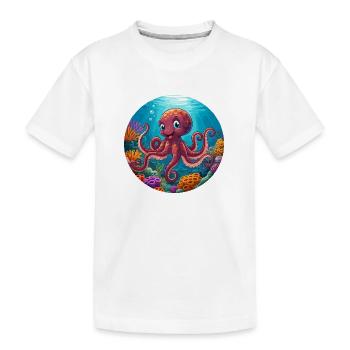 Poulpe dans le corail - T-shirt bio Premium Enfant - blanc - Devant