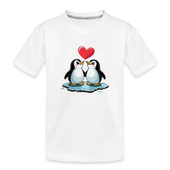 Style BD Pingouin En Couple Amoureux - T-shirt bio Premium Enfant - blanc - Devant