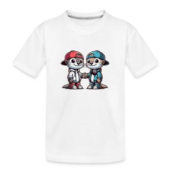 Deux copains loutres mignons copains pour toujours - T-shirt bio Premium Enfant - blanc - Devant