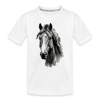 Pferd - Kinder Premium Bio T-Shirt - Weiß - Vorne