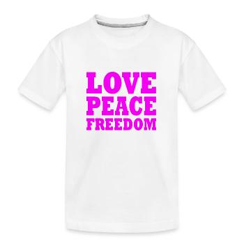 Love peace freedom - Kinder Premium Bio T-Shirt - Weiß - Vorne