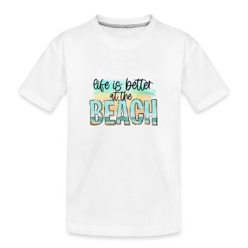 VACANCES VACANCES À LA PLAGE PALMIERS MOTIF DE VOYAGE DU SOLEIL - T-shirt bio Premium Enfant - blanc - Devant