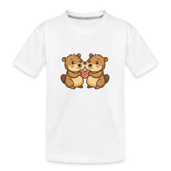 Beaver Couple Love Couple In Love - Kids' Premium Organic T-Shirt - white - Front