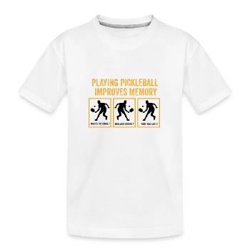 Playing pickleball improves memory - Kids' Premium Organic T-Shirt - white - Front