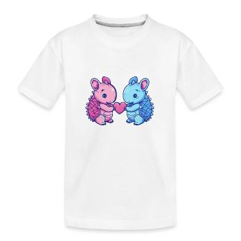 Armadillo Couple Love Couple In Love - Kids' Premium Organic T-Shirt - white - Front