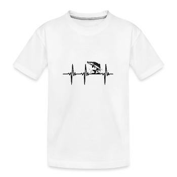 Herzschlag für Hecht und Raubfisch Sportangeln - Kinder Premium Bio T-Shirt - Weiß - Vorne