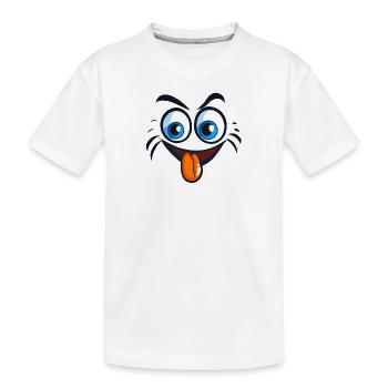 visage content, heureux, cartoon - T-shirt bio Premium Enfant - blanc - Devant