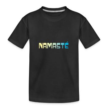 Yoga Shirt Namaste / Verlauf gelb blau - Kinder Premium Bio T-Shirt - Schwarz - Vorne