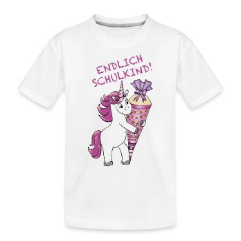 Inscription à l’école Licorne avec cône de sucre Retour à l’école - T-shirt bio Premium Enfant - blanc - Devant