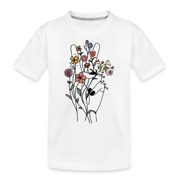 Conception de la main de paix / Signe de paix - T-shirt bio Premium Enfant - blanc - Devant