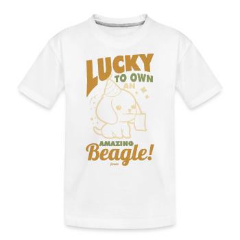 heureux d’avoir un chien Beagle - T-shirt bio Premium Enfant - blanc - Devant