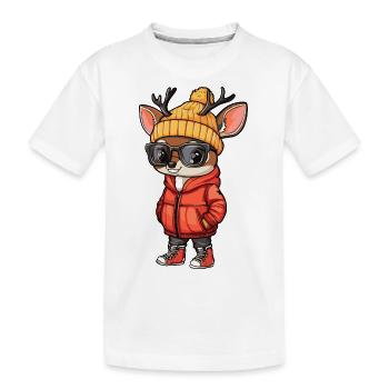 Cerf Hiver - T-shirt bio Premium Enfant - blanc - Devant