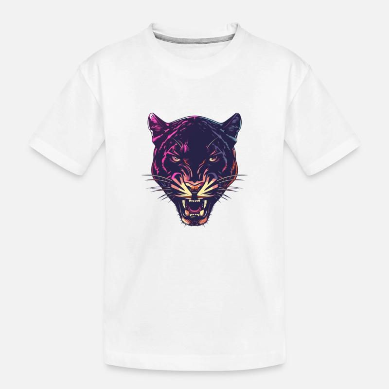 Conception de la tête de panthère au néon - T-shirt bio Premium Enfant - blanc