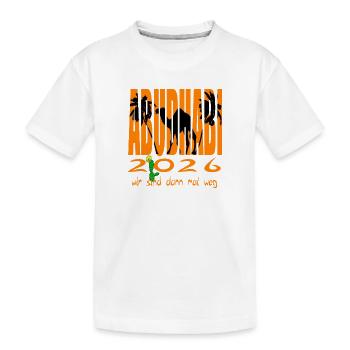 AbudhABI 2026 - Kinder Premium Bio T-Shirt - Weiß - Vorne