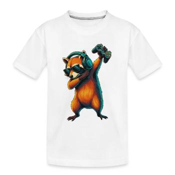 Gamer Waschbär Trash Panda Videospiele Kunst - Kinder Premium Bio T-Shirt - Weiß - Vorne