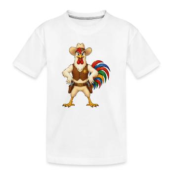 Hahn als Sheriff - Kinder Premium Bio T-Shirt - Weiß - Vorne