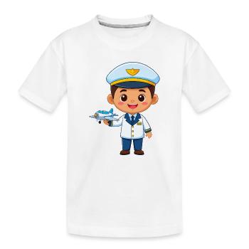 Petit pilote avec avion - T-shirt bio Premium Enfant - blanc - Devant