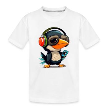 Tucan with headphones, Tucan with sunglasses - Kids' Premium Organic T-Shirt - white - Front