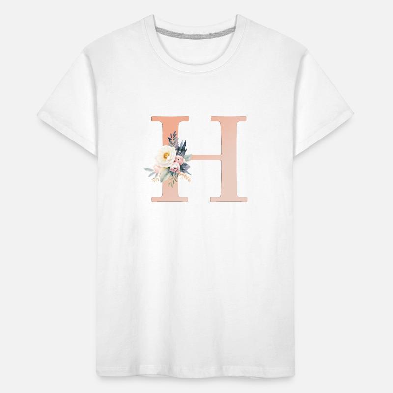 H Monogram, Floral, Boho Kids' Premium Organic T-Shirt