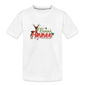 bonne année avec le renne du père noël - T-shirt bio Premium Enfant - blanc - Devant