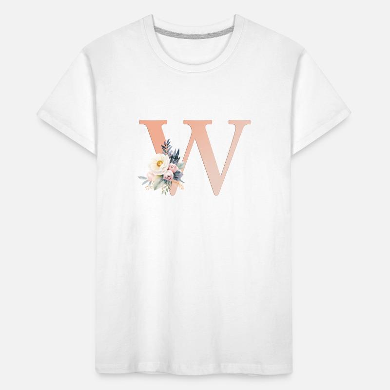 W Monogram, Floral, Boho Kids' Premium Organic T-Shirt