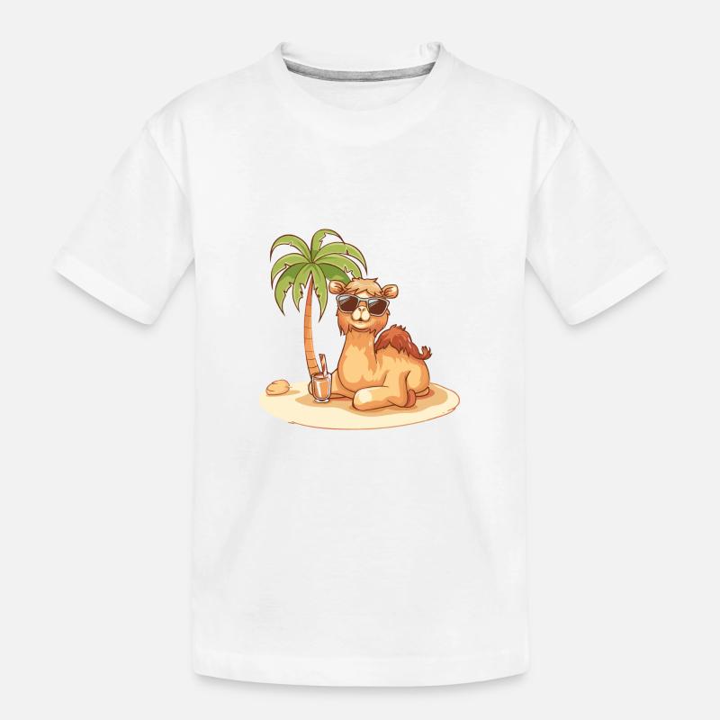 Kamel Sommer Strand Comic - Kinder Premium Bio T-Shirt - Weiß