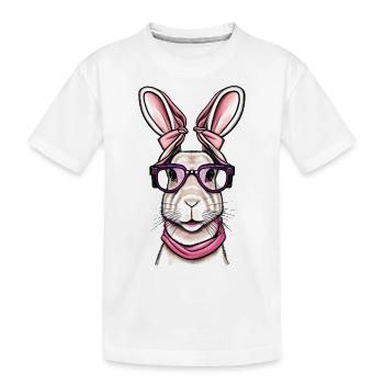 Funny rabbit lapin drôle lunettes bunny easter day - T-shirt bio Premium Enfant - blanc - Devant