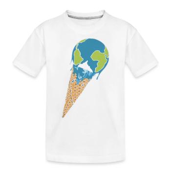 Faire fondre la terre comme crème glacée dans une gaufre - T-shirt bio Premium Enfant - blanc - Devant