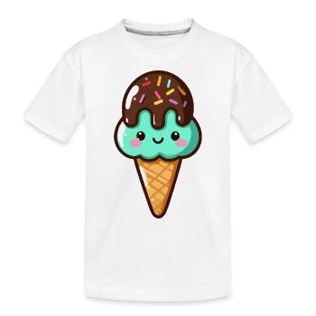 Süßes Pistazien-Schoko-Eis - Kinder Premium Bio T-Shirt - Weiß - Vorne