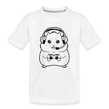 Hamster Gamer Headset Outline - Kids' Premium Organic T-Shirt - white - Front