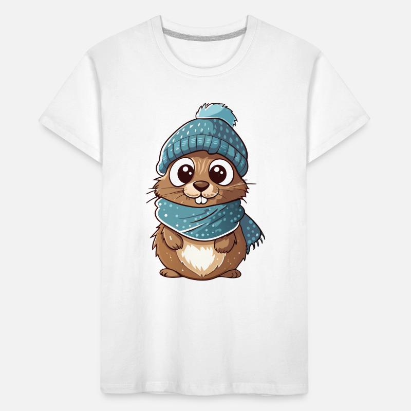Cute gopher with scarf and bobble hat. Kids' Premium Organic T-Shirt